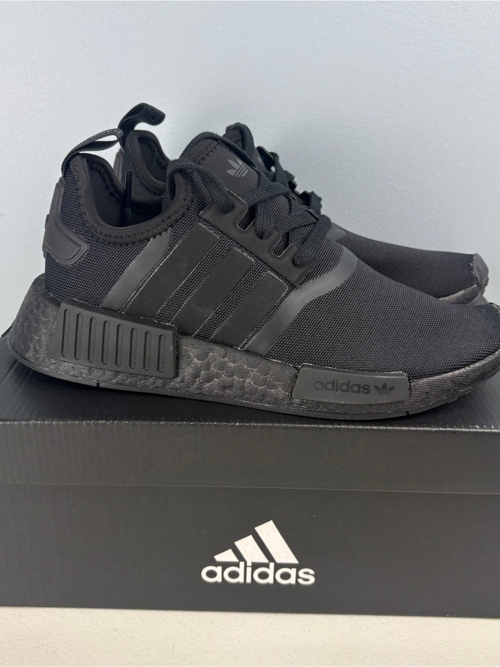 Adidas NMD_R1 H03994 Running Shoes Triple Black Gs Sz 5 Woman Sz 6